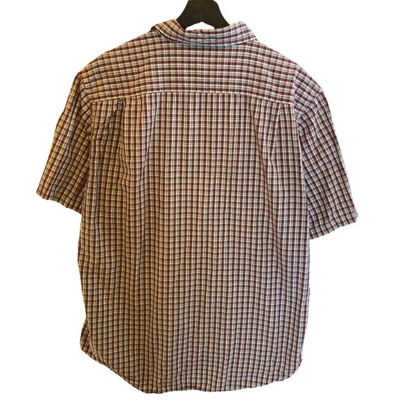 GAP Check Button Down Shirt Short Sleeve Red White Blue Cotton Large Retro Vtg - Picture 7 of 7